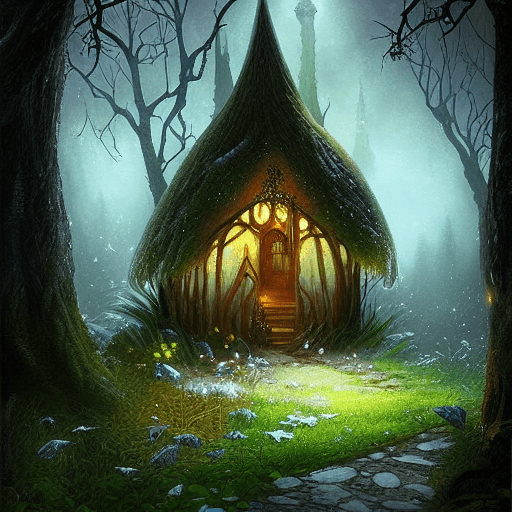 Gráfico de fantasia de Elven Forest Cottage · Creative Fabrica