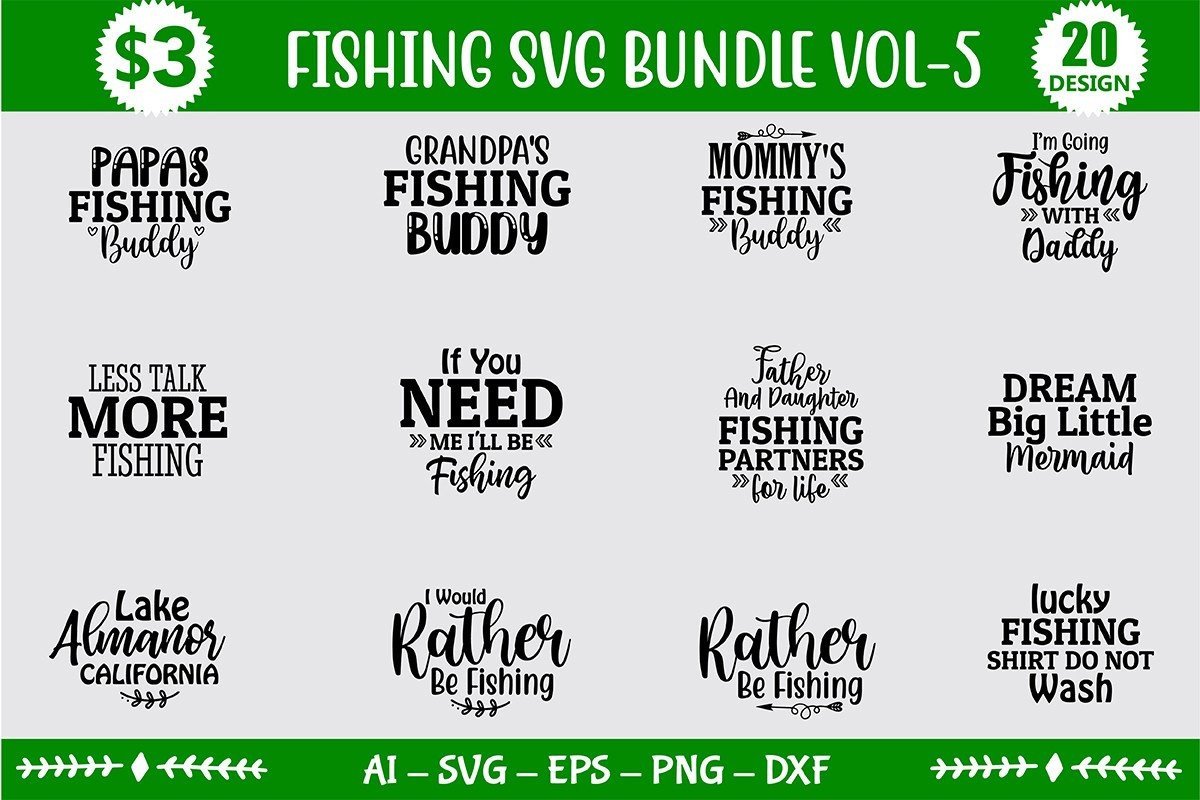Fishing SVG Bundle Vol.5 Bundle · Creative Fabrica