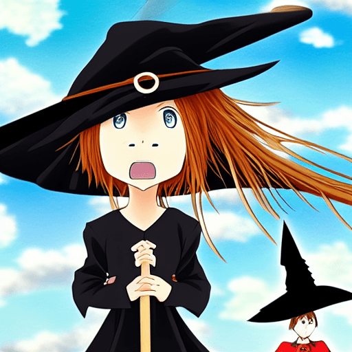 anime witch with broom