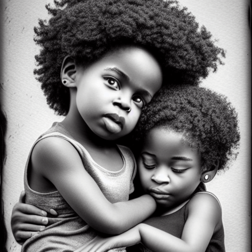 Beautiful Black Young Children in Ink · Creative Fabrica
