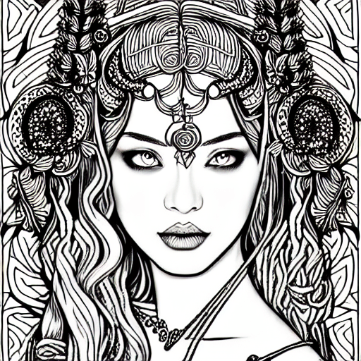 Persephone Line Art Coloring Page · Creative Fabrica