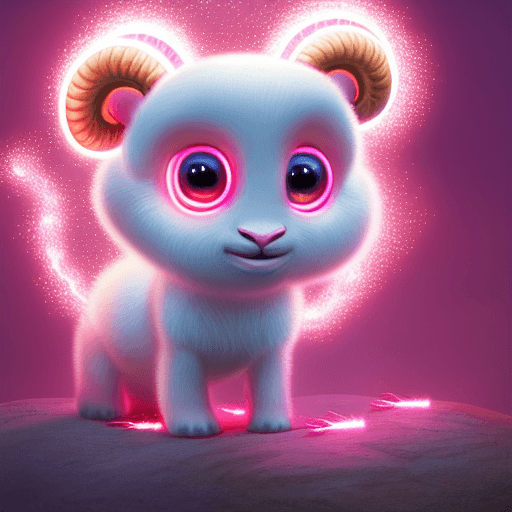 Pixar Style Cute Pink Baby Ram · Creative Fabrica