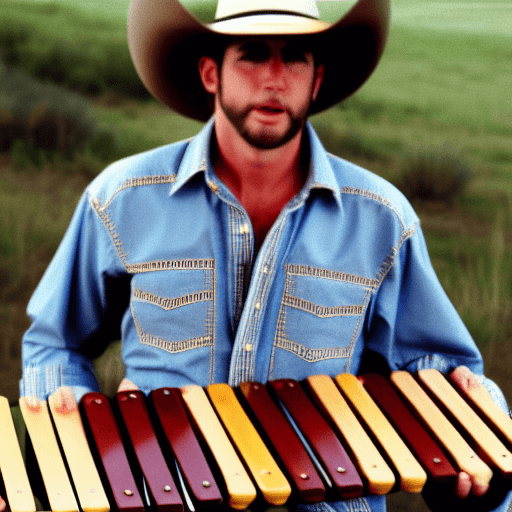 Adult Cowboy Playing Xylophone · Creative Fabrica
