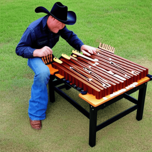 Adult Cowboy Playing Xylophone · Creative Fabrica