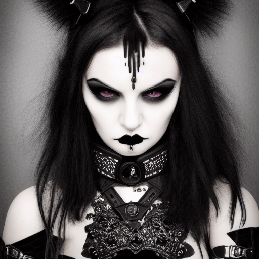 Goth Girl with Spike Dog Collar Portrait · Creative Fabrica