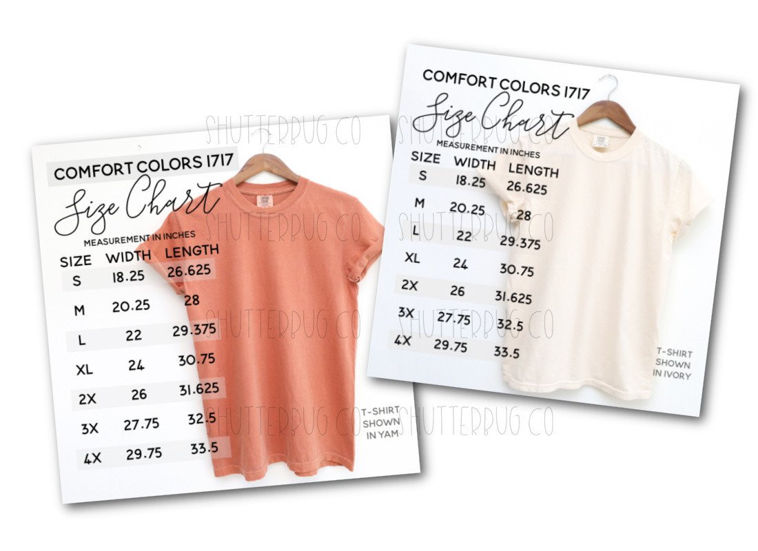Comfort Colors 1717 Color Chart Print on Demand and Sublimation