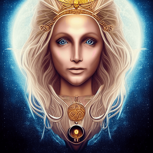 Celestial Moon Goddess Portrait · Creative Fabrica