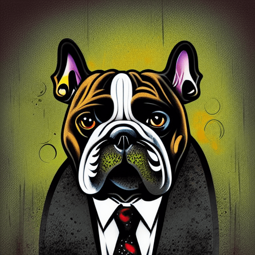 Bulldog in Black Suits MidCentury Atomic Style · Creative Fabrica