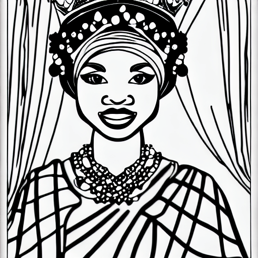 Nigerian Princess Coloring Page · Creative Fabrica