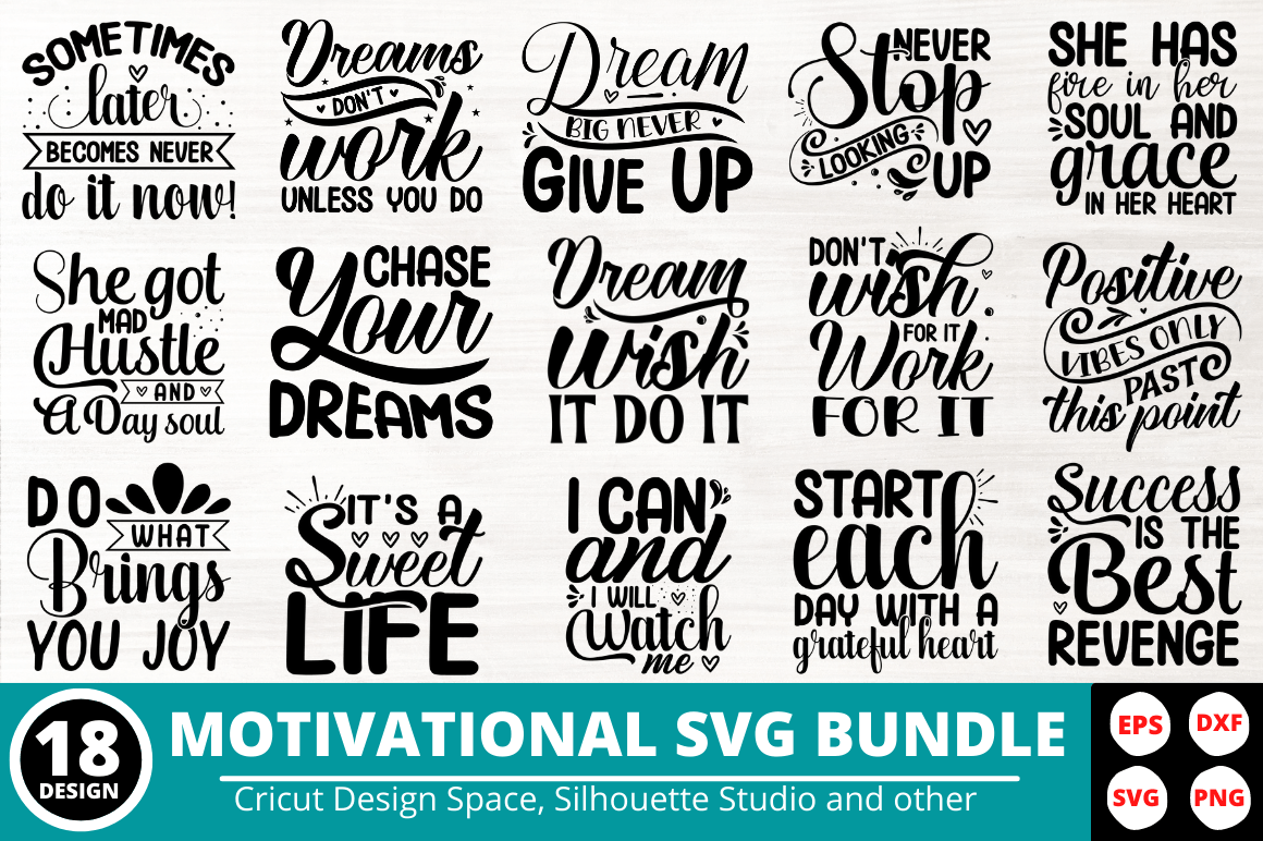Motivational SVG Bundle Graphic by TinyactionShop · Creative Fabrica