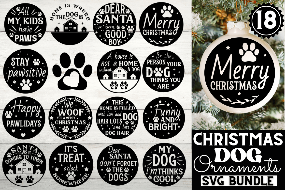 Dog Christmas Ornament SVG Bundle Graphic by Design's Dark · Creative  Fabrica