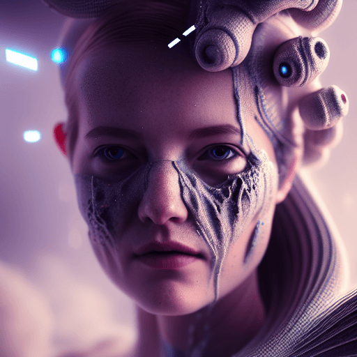 Hyper Detailed Cyborg Girl Disintegrating · Creative Fabrica