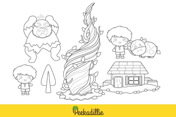 Jack and Beanstalk Clipart - Kids Stories Clip Art – inkleystudio