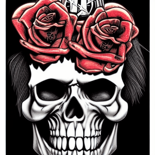 Skull Graphic with Roses Guns Punk Snakes Heavy Metal and Mother in Law ...