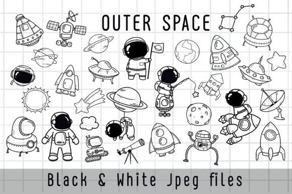 astronaut clip art black and white