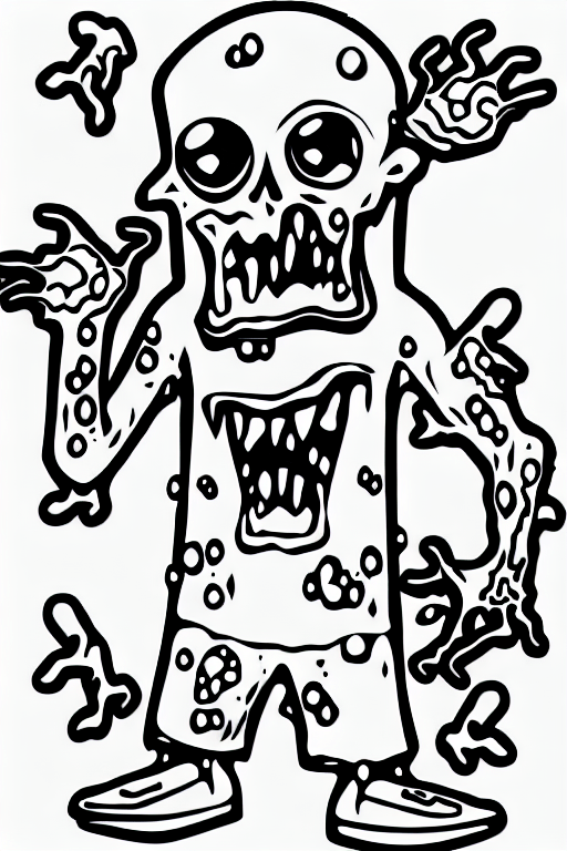 Funny Silly Zombie Coloring Page · Creative Fabrica