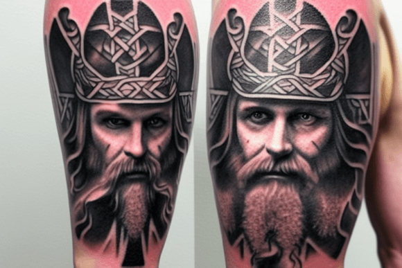 Odin, one of my own tattoo designs coming to life on skin, loved tatto