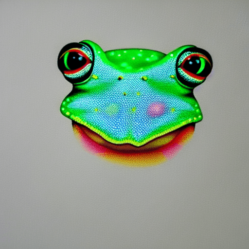 A Opal Neon Diamond Dot Art Painting of a Hyperdetailed Tree Frog Very Tiny  Dots · Creative Fabrica