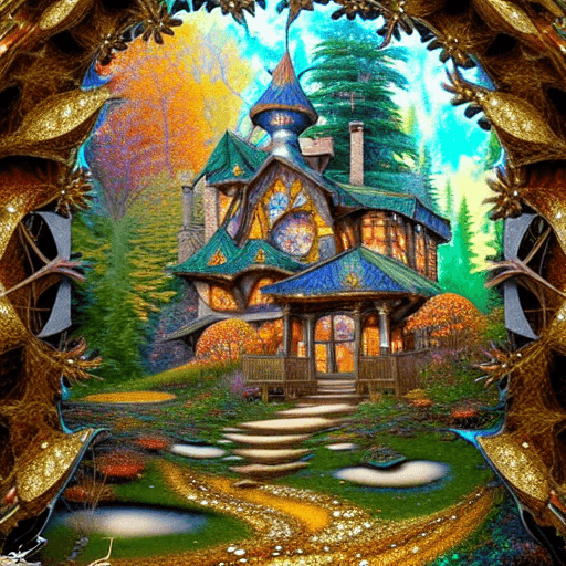 Fairytale Fall Cottage in the Woods 8K Resolution Digital Painting ...