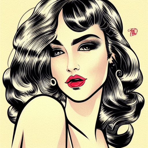 Beautiful Intricate Hot Retro Girl Detailed Portrait Illustration in ...