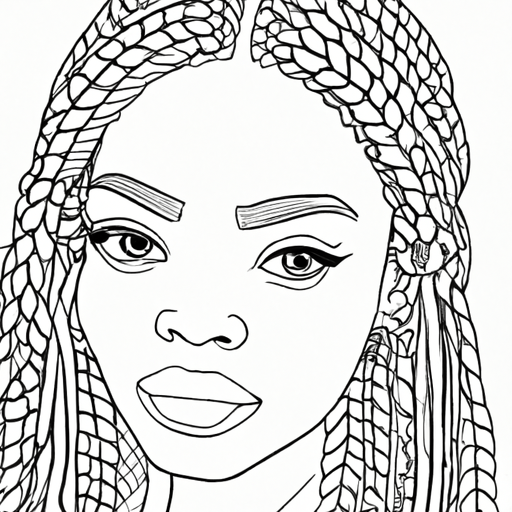 Black and White Vector Outline of a Beautiful African American Woman ...