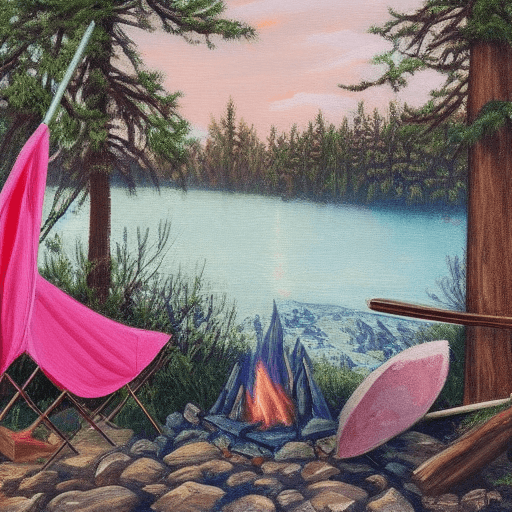 Camping under the Stars. Tent and camping oil painting Painting by