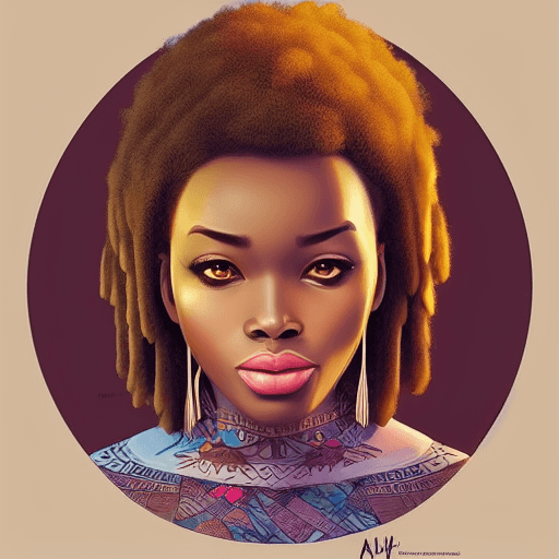 African Brown Skin Woman Natural Hair Character Art · Creative Fabrica