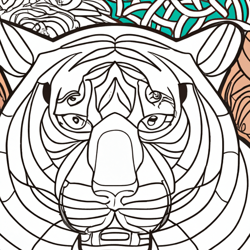 Tiger Head Coloring Book Illustration Antitress Coloring For