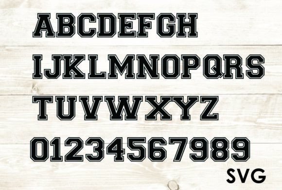 Varsity Jersey Text Font Outline SVG Graphic by Too Sweet Inc ...