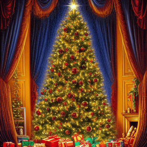 Christmas Tree and Fireplace with Stockings 3D Art · Creative Fabrica