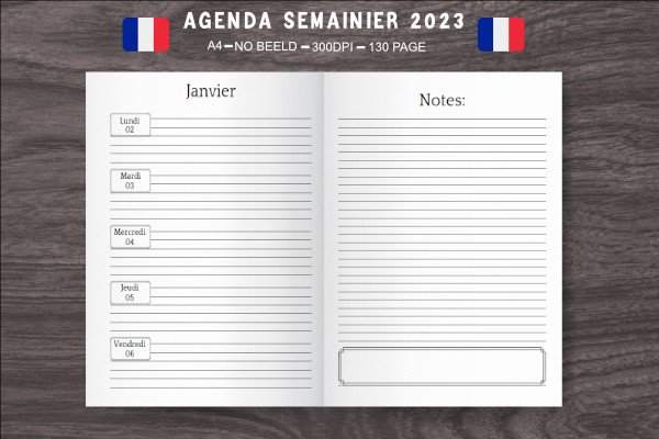 Agenda Semainier 2023 Graphic by Chenina · Creative Fabrica
