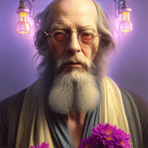 Elderly Hippie Man Portrait Painting Ultra Realistic 8K Octane Render ...