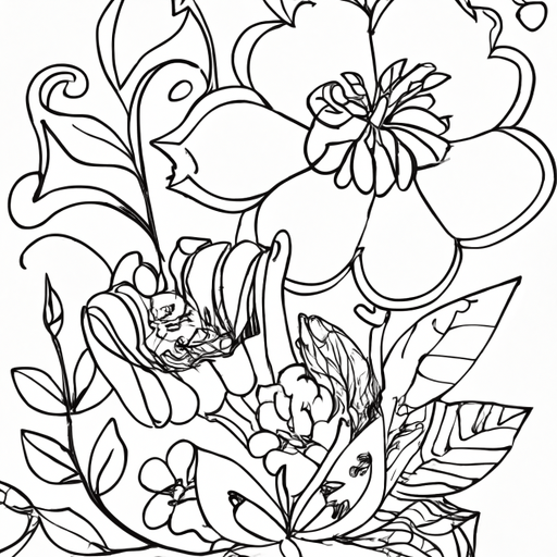 Digital Graphic Flowers Coloring Page Illustration Black and White ...