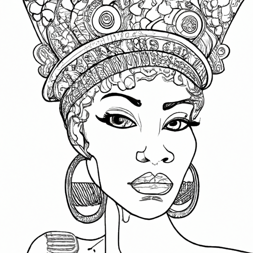 African Queen Big Eyes Coloring Book · Creative Fabrica