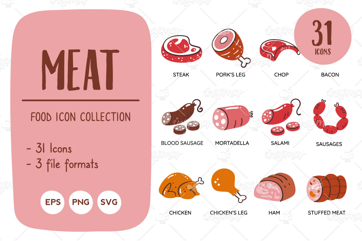 Meat food products seamless background Royalty Free Vector