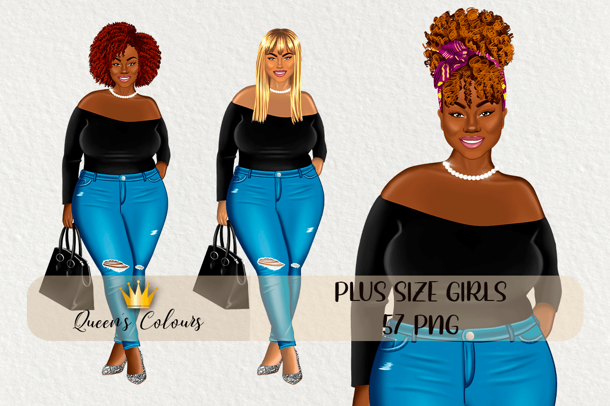 Plus Size Clipart Plus Size Girls Graphic By Queen´s Colours · Creative Fabrica