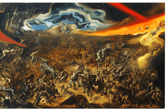 O Inferno de Dante na pintura ao estilo Dali · Creative Fabrica