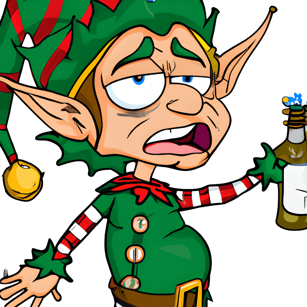 Drunk Elf Holding A Drink Cartoon · Creative Fabrica 