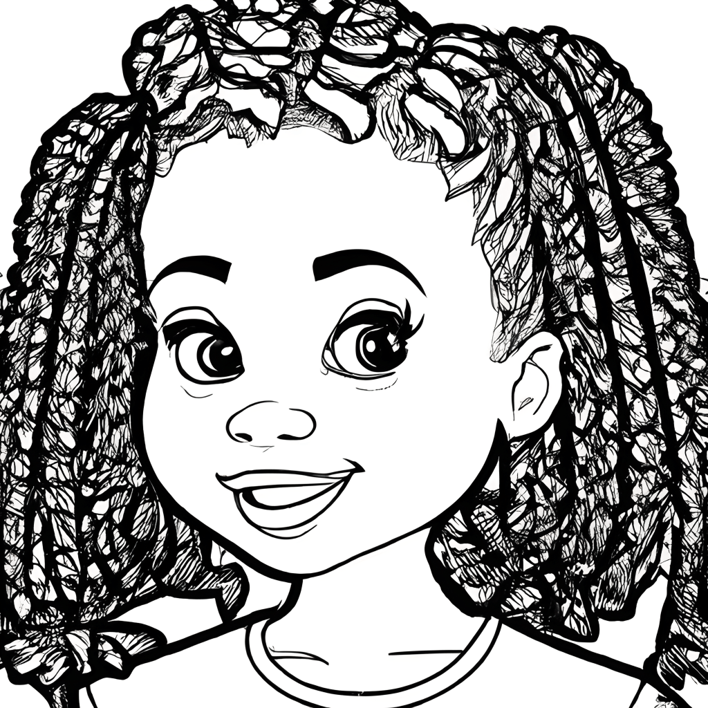 Black and White Coloring Book Page Style for 10 Year Old Black Girl ...