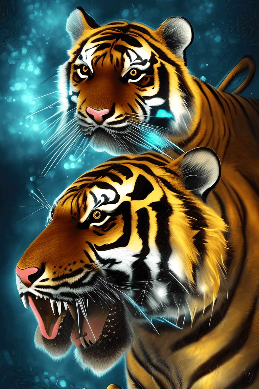 Tiger in the Geometric Steampunk Gothic Digital Painting ...