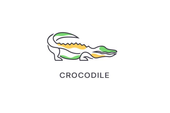 Crocodile Logo Design Outline Gráfico por syaefulans · Creative Fabrica