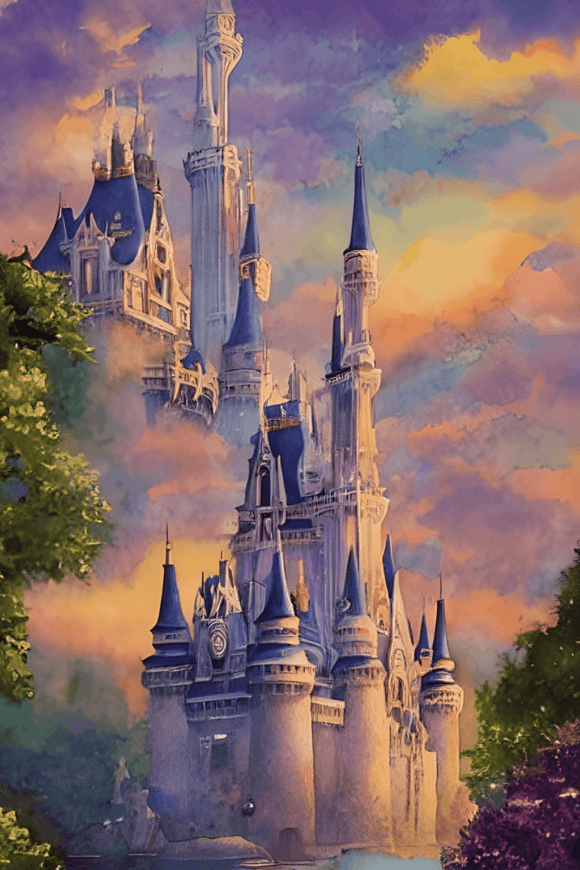 Fantasy Watercolor Illystration of Disney Castle at Magic Kingdom ·  Creative Fabrica