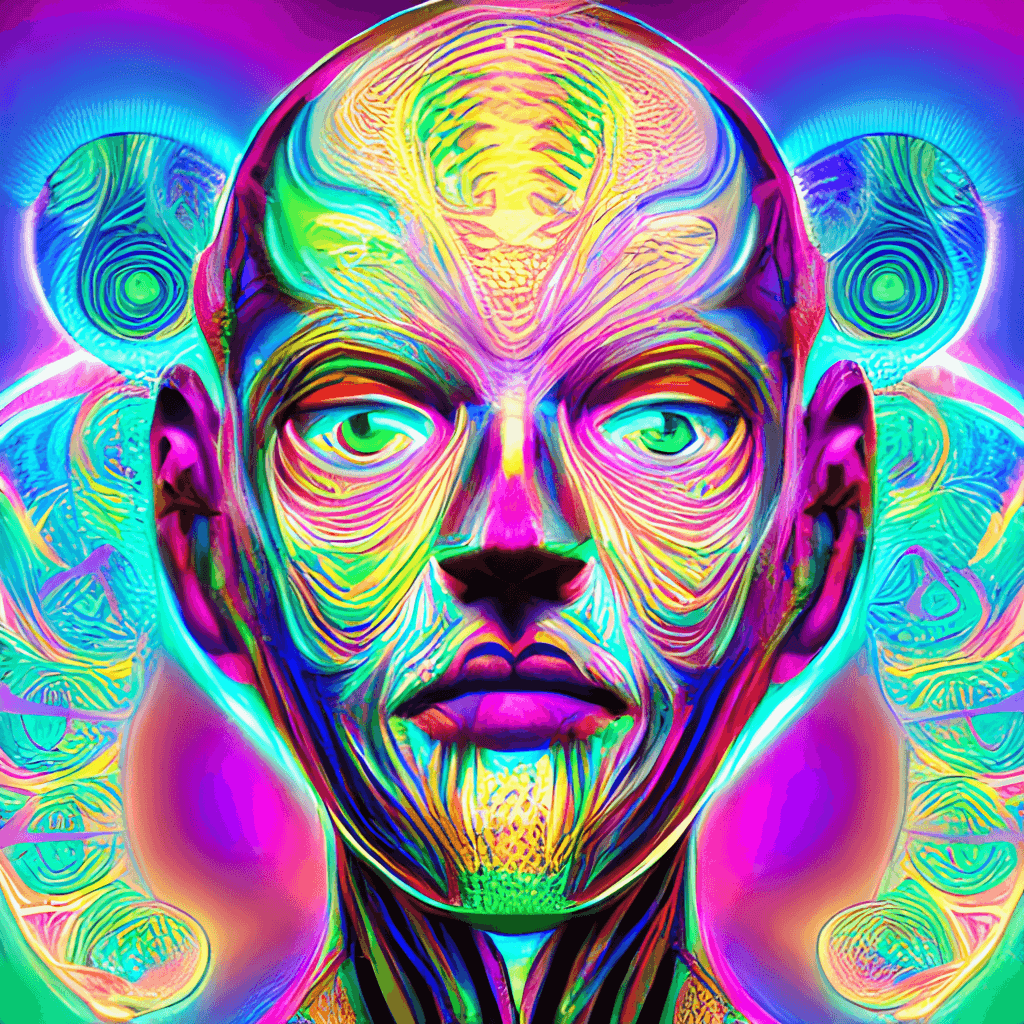 Psychedelic Digital Art Painting of a Humanoid with Rainbow Swirl Skin ...