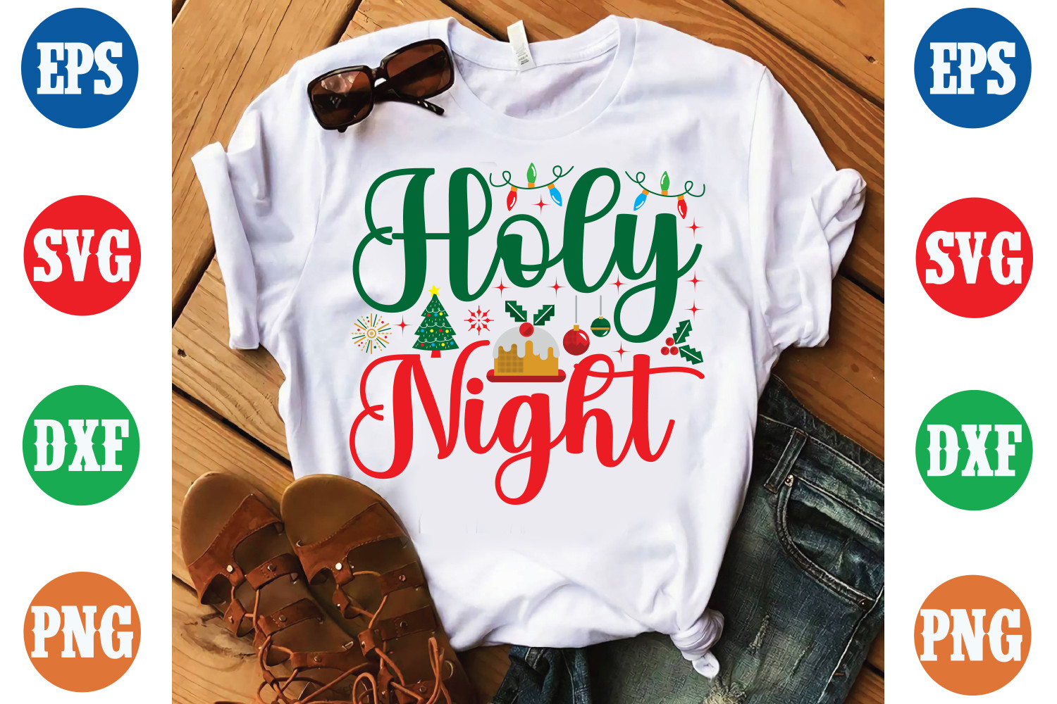 Holy Night Christmas T-shirt Design Graphic by Masterdesign · Creative ...