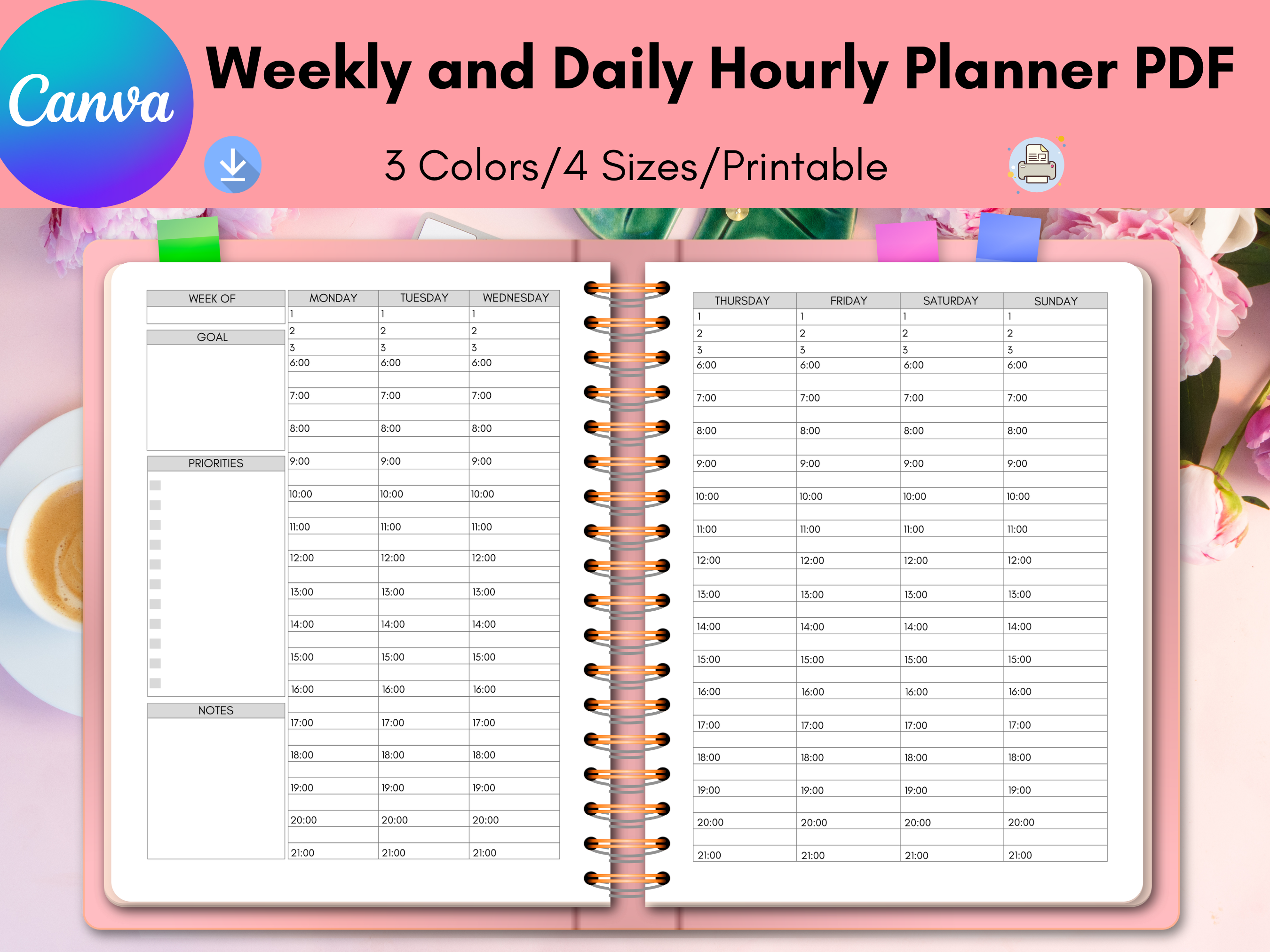 Weekly Planner Canva,Weekly Schedule Graphic by Laxuri Art