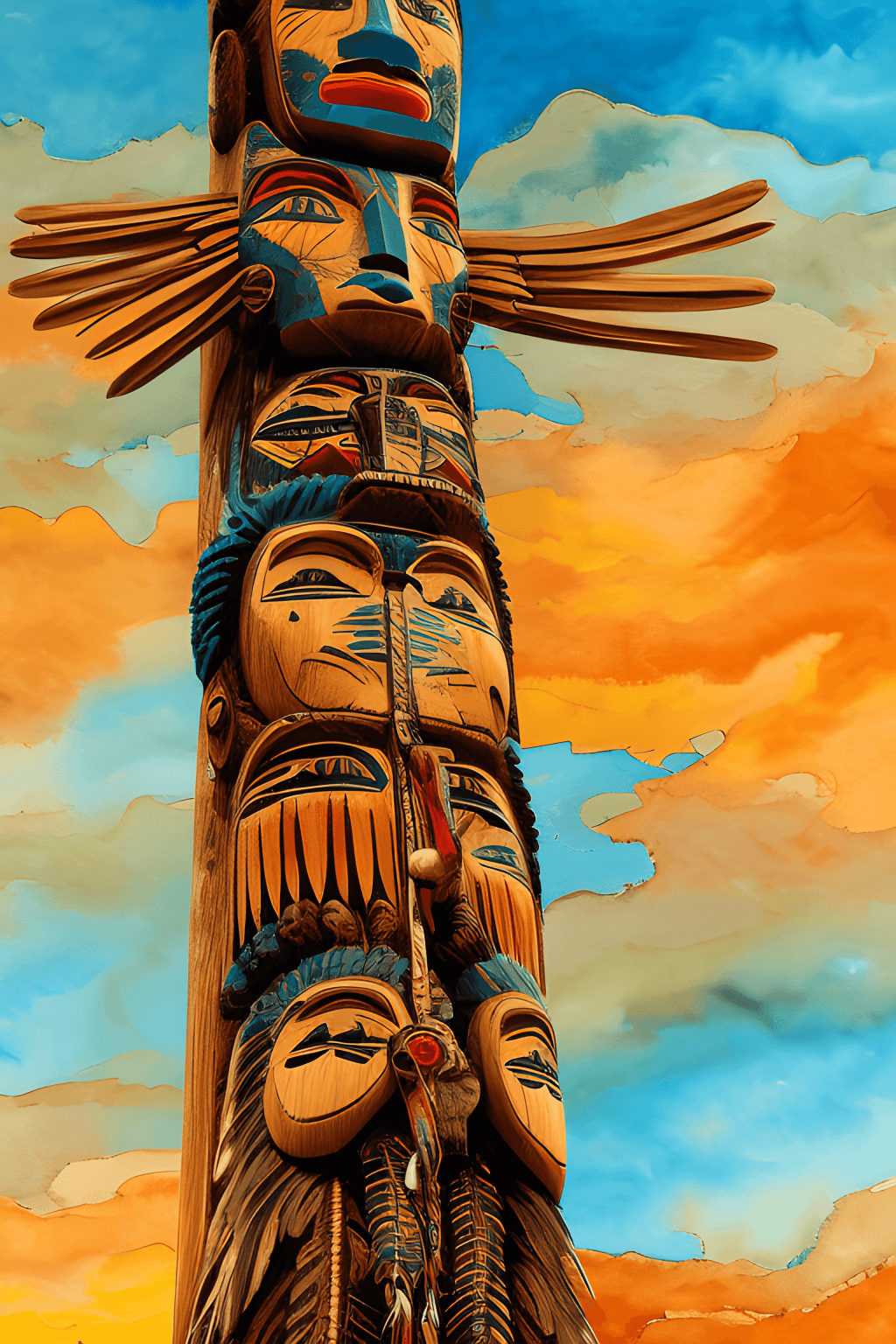 Native American Indian Totem Pole · Creative Fabrica