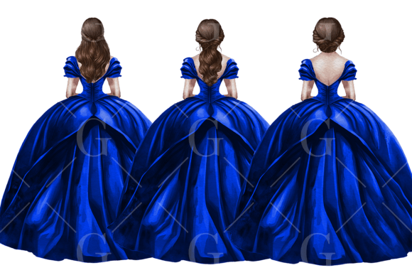 Royal Blue Princess Dress Clipart Graphic by GraphicsbyLily