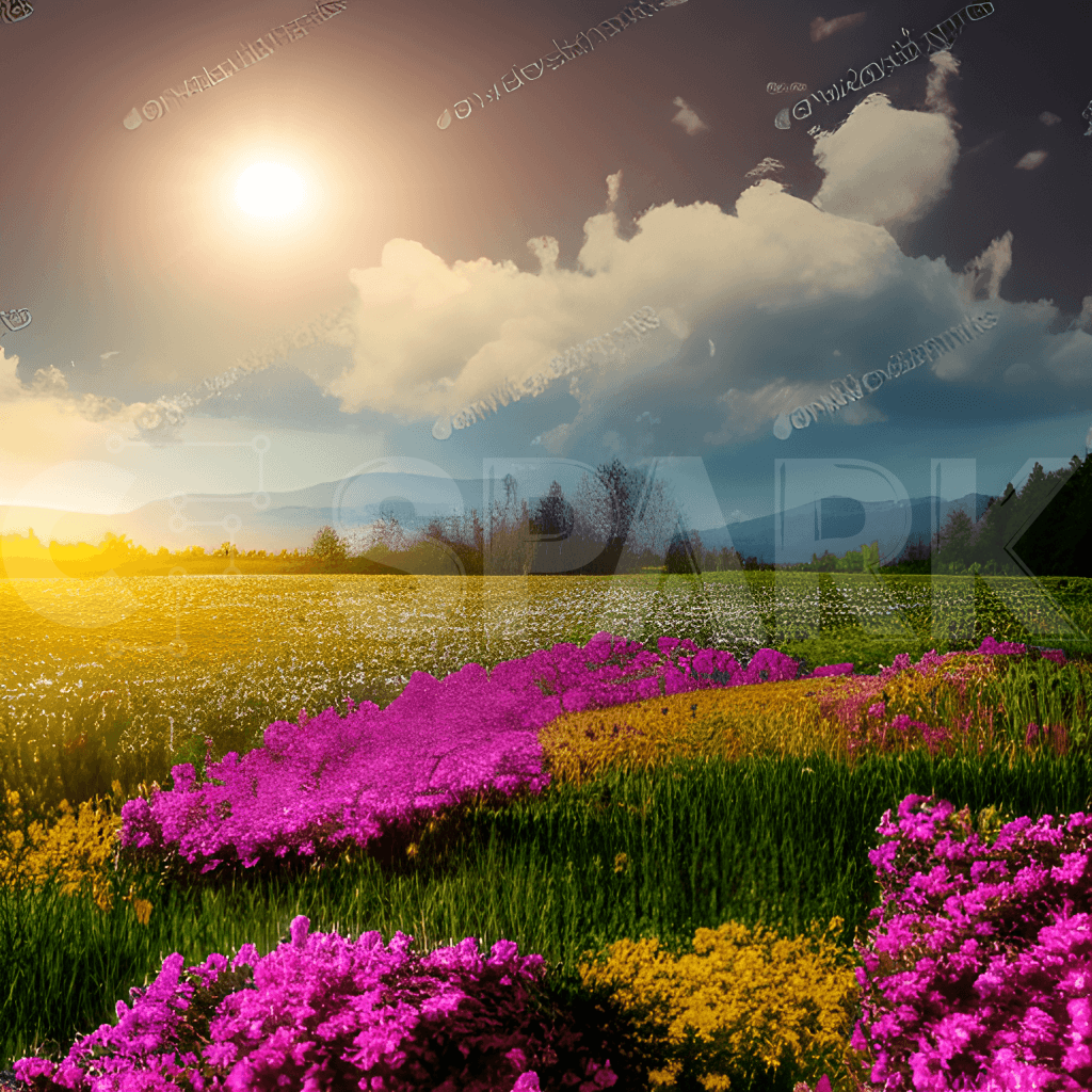 Beautiful Scenic Hills and Countryside Flowers Clip Art · Creative Fabrica