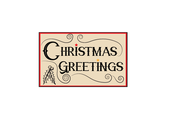 Christmas Sign Board, Vintage Ephemera - Christmas Greetings SVG Cut ...