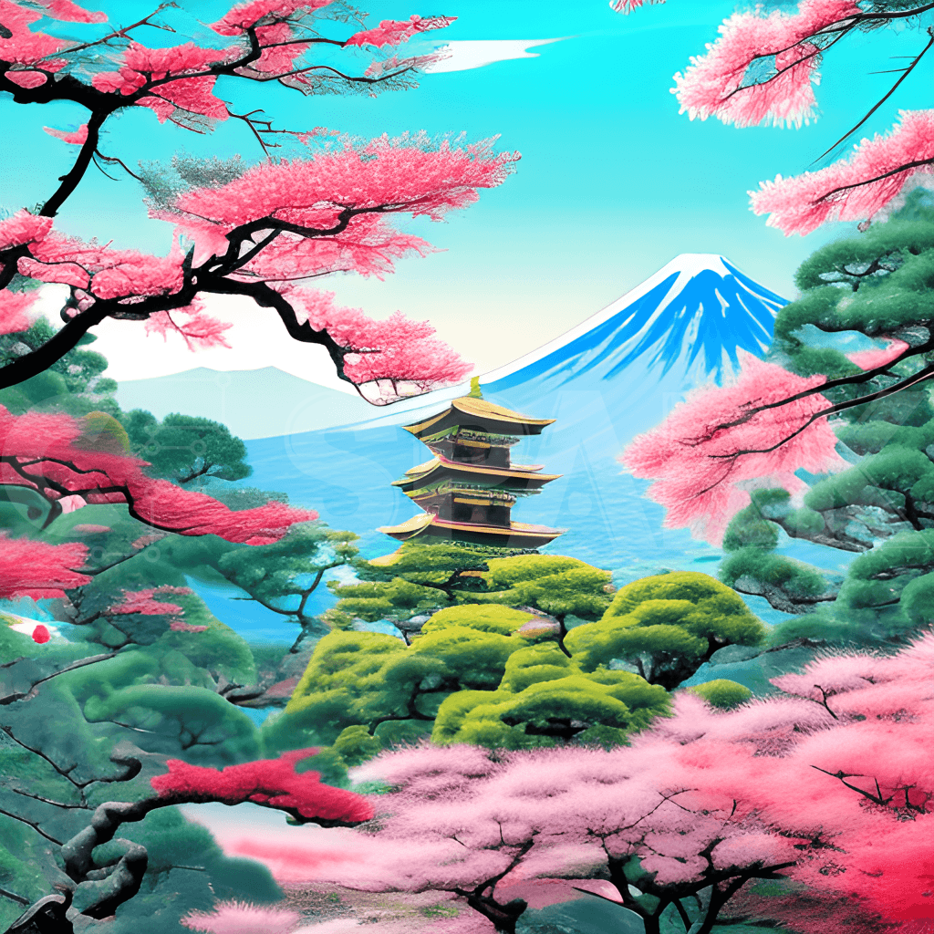 Beautiful Scenery Japan Digital Painting · Creative Fabrica